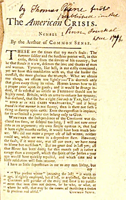 Figure 6.11 Thomas Paine wrote the pamphlet The American Crisis, the first page of which is shown here, in 1776.