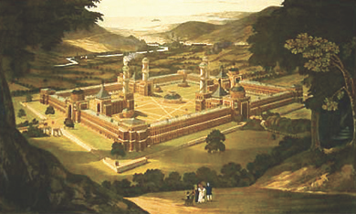 Figure 13.12 This 1838 engraving of New Harmony shows the ideal collective community that Robert Owen hoped to build