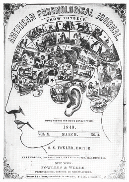 Figure 13.14 This March 1848 cover of the American Phrenological Journal illustrates the different faculties of the mind as envisioned by phrenologists.