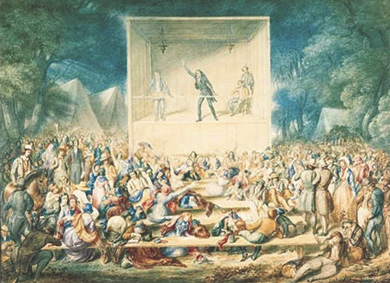 Figure 13.3 This 1819 engraving by Jacques Gerard shows a Methodist camp meeting. Revivalist camp meetings held by itinerant Protestant ministers became a feature of nineteenth-century American life.