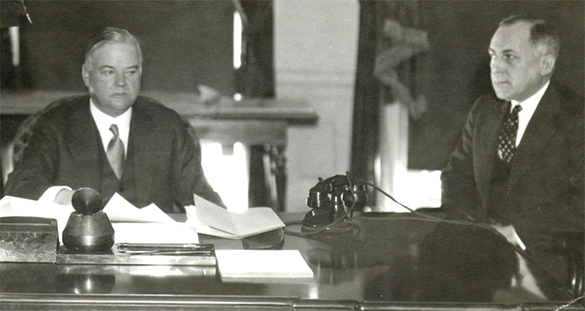 Figure 25.17 By the election of 1932, Hoover (left) knew that he was beaten. In photos from this time, he tends to appear grim-faced and downtrodden.