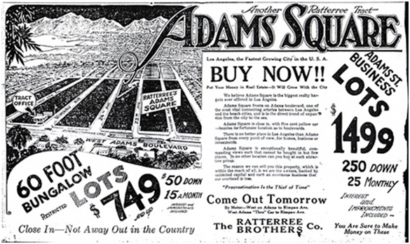 Figure 25.3 This real estate advertisement from Los Angeles illustrates the hard-sell techniques and easy credit offered to those who wished to buy in. Unfortunately, the opportunities being promoted with these techniques were of little value, and many lost their investments. (credit: "army.arch"/Flickr)