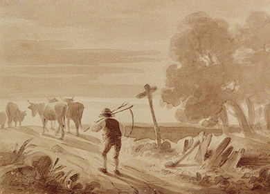 Figure 12.13 In this painting by Felix Octavius Carr Darley, a yeoman farmer carrying a scythe follows his livestock down the road.
