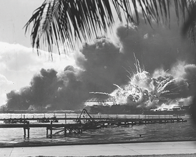 Figure 27.7 This famous shot captured the explosion of the USS Shawafter the Japanese bombed Pearl Harbor. While American losses were significant, the Japanese lost only twenty-nine planes and five miniature submarines.
