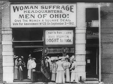 Figure 21.11 Women suffragists in Ohio sought to educate and convince men that they should support a woman’s rights to vote. As the feature below on the backlash against suffragists illustrates, it was a far from simple task.