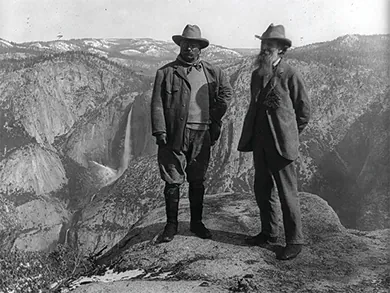 Figure 21.18 Theodore Roosevelt’s interest in the protection of public lands was encouraged by conservationists such as John Muir, founder of the Sierra Club, with whom he toured Yosemite National Park in California, ca. 1906.