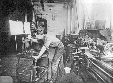 Figure 21.6 This machinist works alone in a factory that adopted Taylorism, the scientific time management principle that sought to bring ultimate efficiency to factories. Many workers found the focus on repetitive tasks to be dehumanizing and unpleasant.