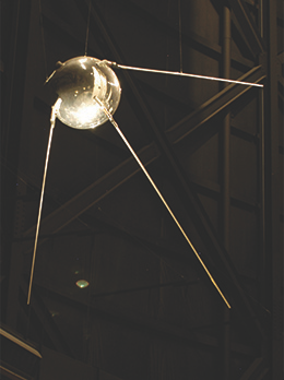 Figure 28.11 The launch of the Soviet satellite Sputnik frightened many in the United States, who feared that Soviet technology had surpassed their own. To calm these fears, Americans domesticated Sputnik, creating children’s games based on it and using its shape as a decorative motif.